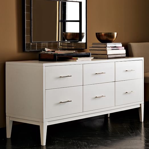 Narrow-Leg 6-Drawer Dresser - White - Image 2