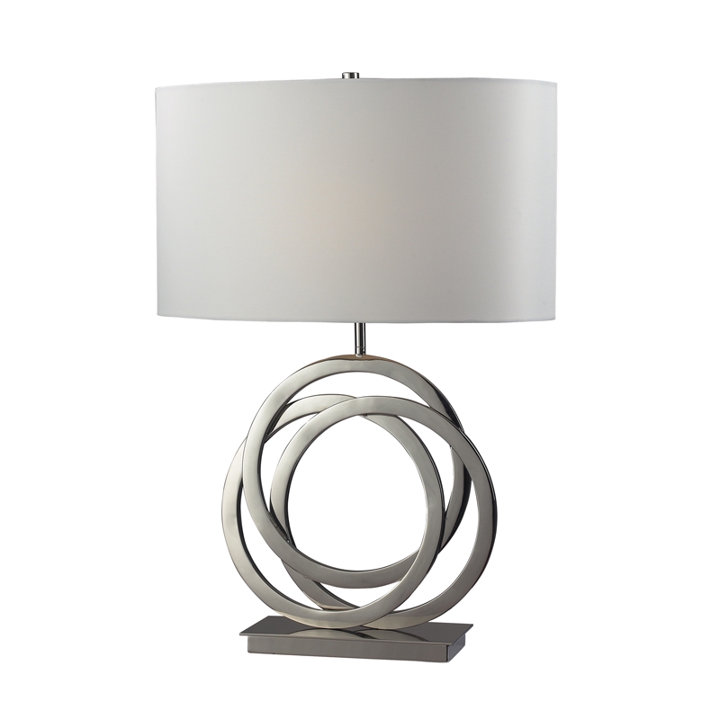 TRINITY TABLE LAMP IN POLISHED NICKEL WITH WHITE SHADE - Image 0