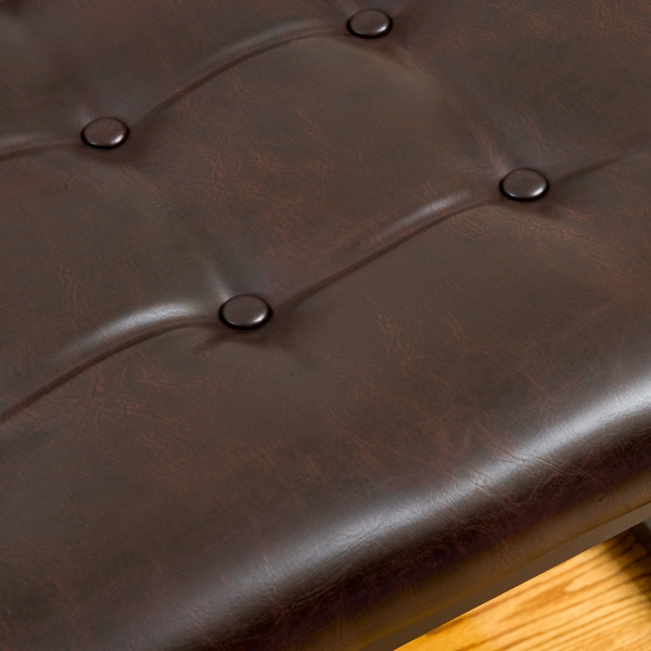 Babette Brown Leather and Steel Frame Ottoman - Image 1