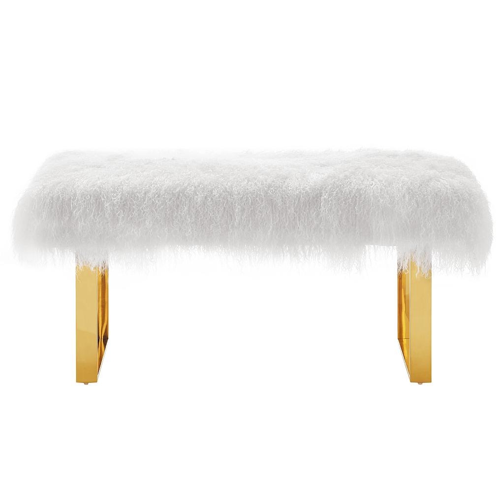 Maeve Sheepskin Bench with Lilly Legs - Image 1