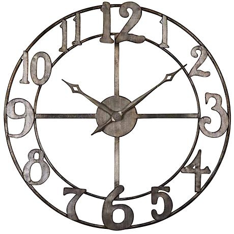 Uttermost Delevan Silver 32 1/4" Round Wall Clock - Image 0