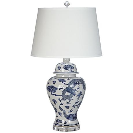 Dragon Blue and White Porcelain Table Lamp - Image 0