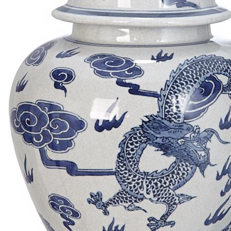 Dragon Blue and White Porcelain Table Lamp - Image 1