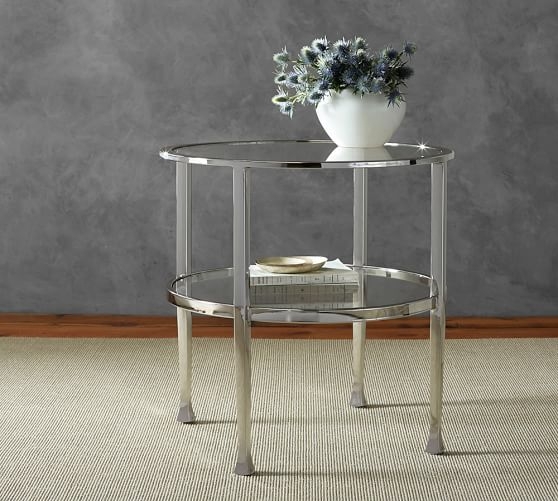 Tanner Round Side Table - Polished Nickel finish - Image 1