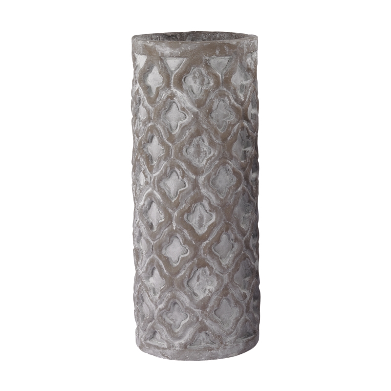 Tall Antique Gray Vase With Organic Pattern - 20"H - Image 0