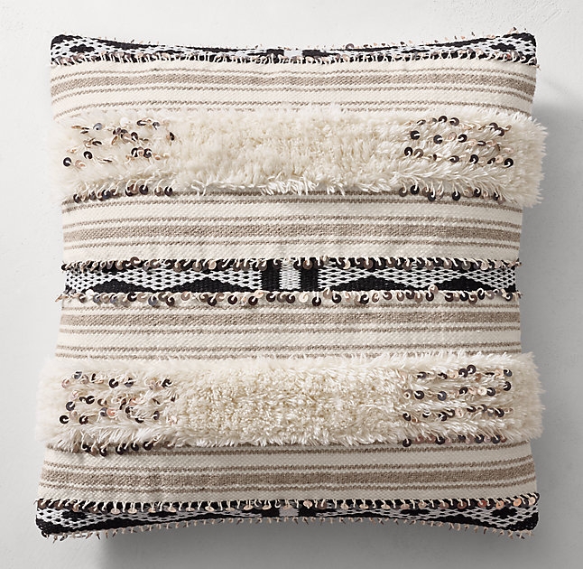 MOROCCAN WEDDING BANDED PILLOW COVER - 22x22 - Natural - Image 0