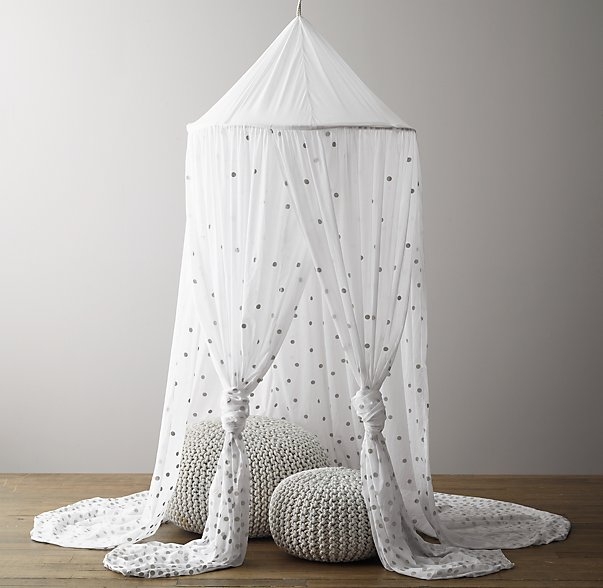 Metallic printed cotton voile play canopy - Gold - Image 0