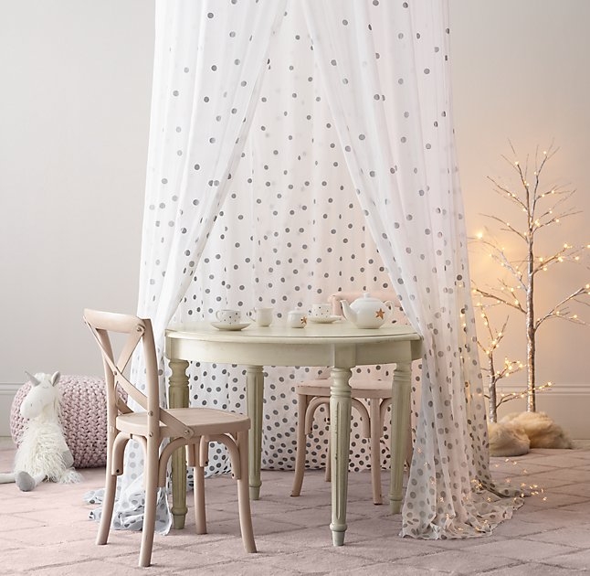 Metallic printed cotton voile play canopy - Gold - Image 1
