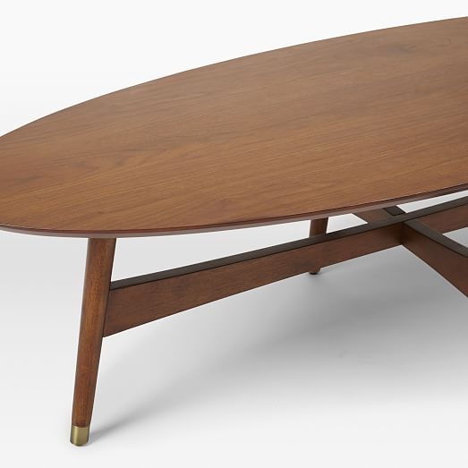 Reeve Mid-Century Oval Coffee Table- Pecan - Image 5