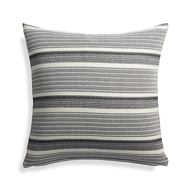 Lidia 23" Grey-Ivory Striped Pillow with Down-Alternative Insert - Image 0