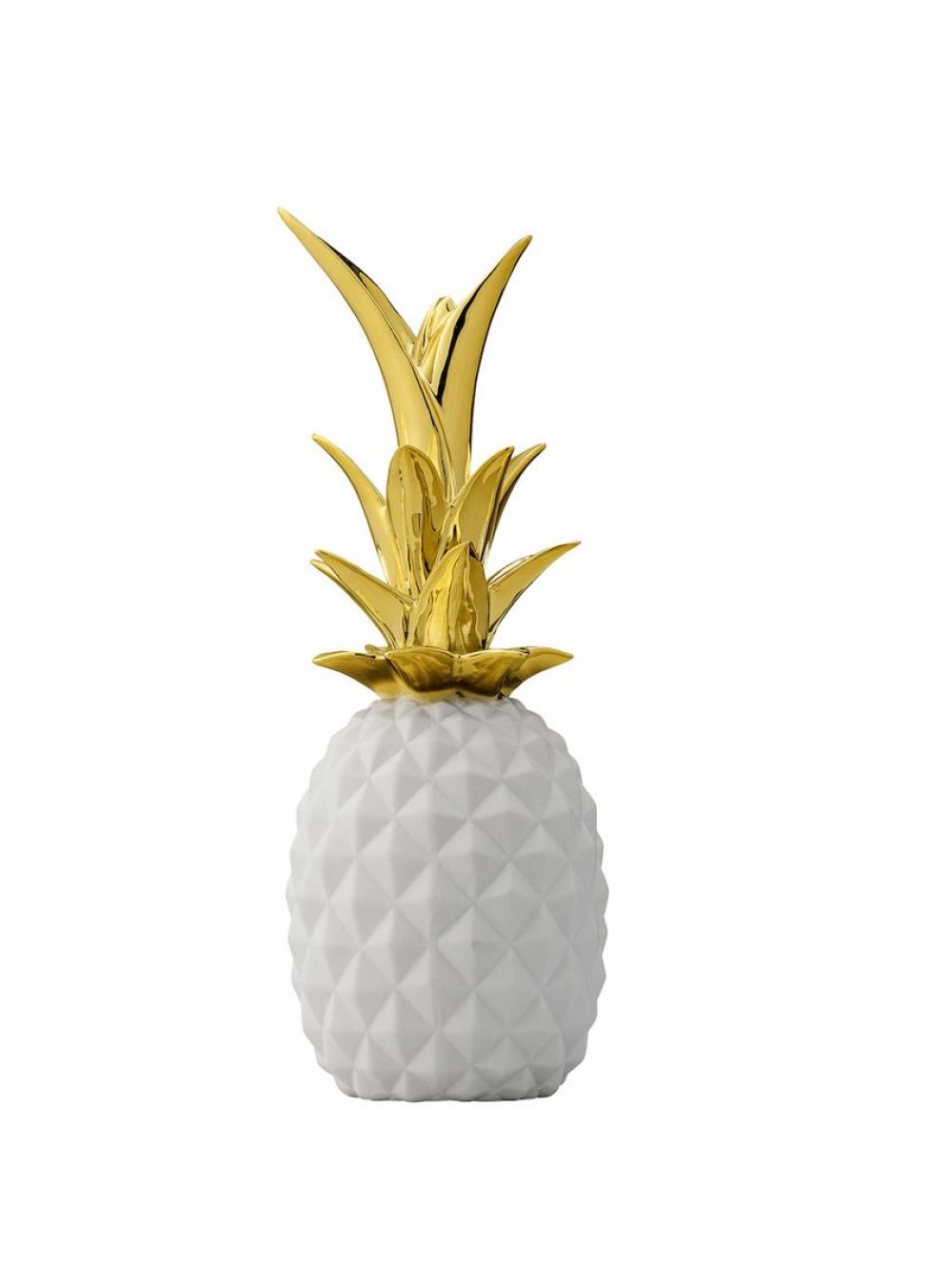 CERAMIC PINEAPPLE, GOLD AND IVORY - Image 0