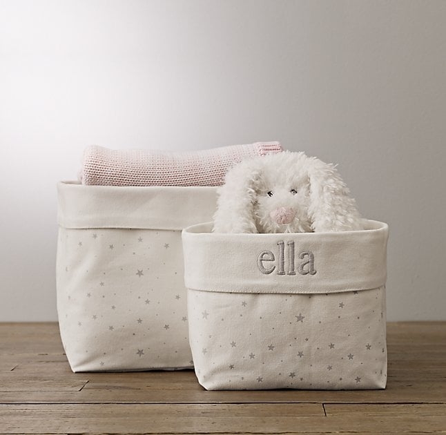 Nursery canvas storage - grey star - Small Bin - Image 1