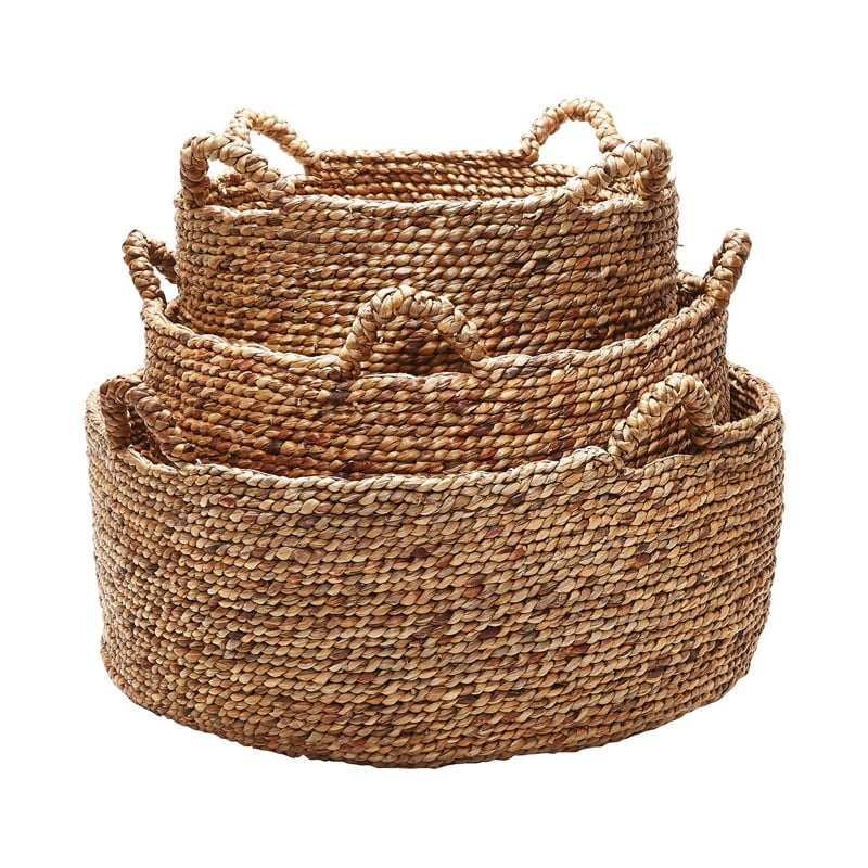 S/3 Natural Low Rise Baskets With H - Image 0