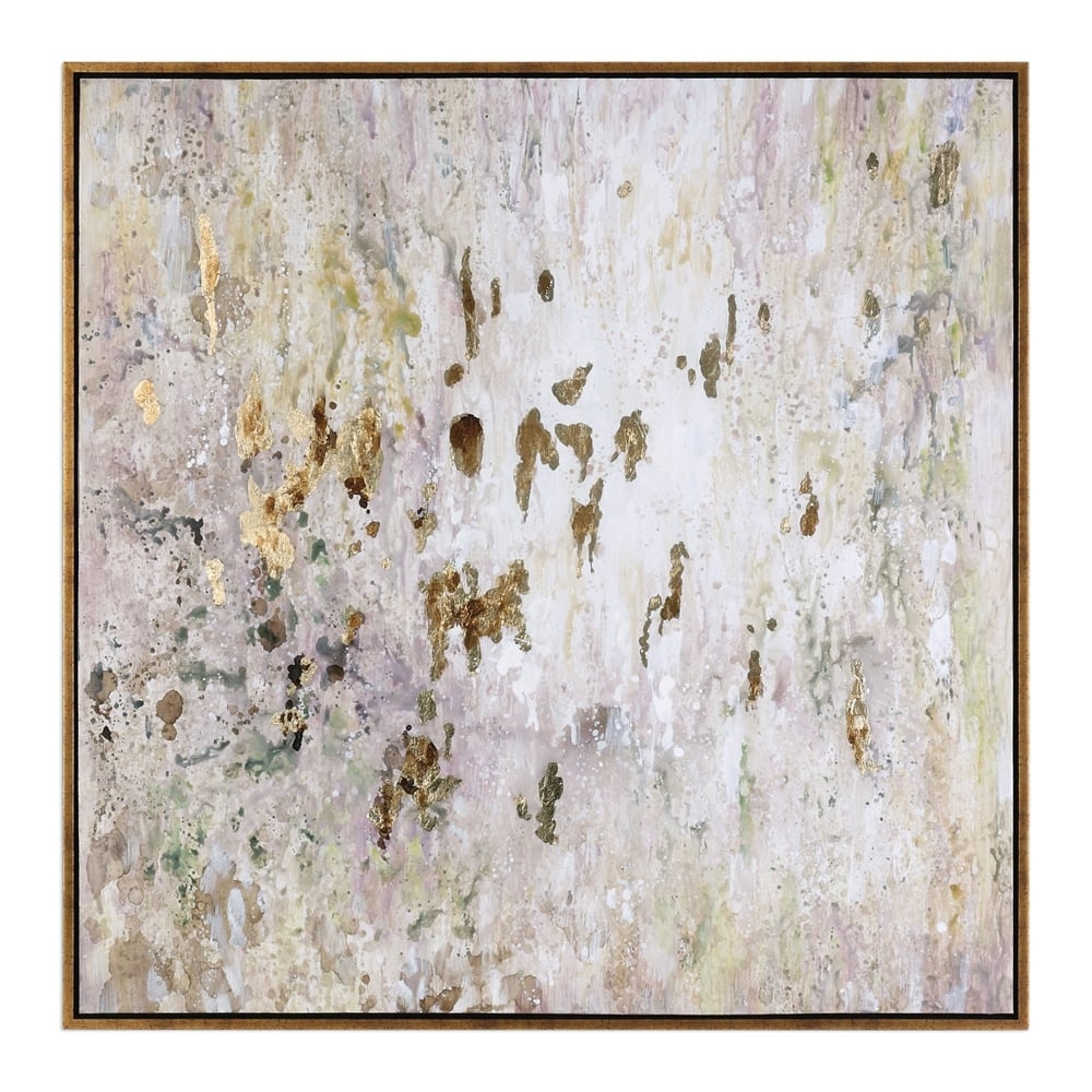 Golden Raindrops Hand Painted Canvas, 62" x 62" - Image 0