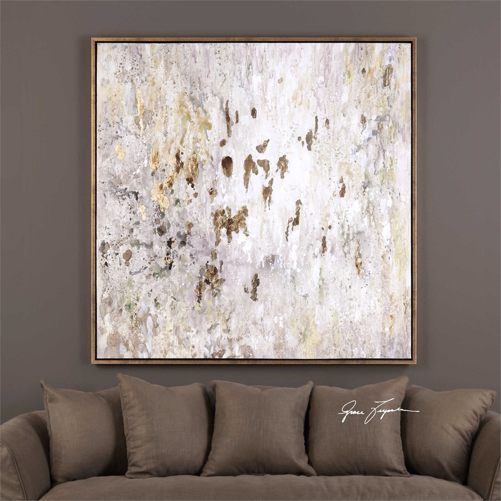 Golden Raindrops Hand Painted Canvas, 62" x 62" - Image 2