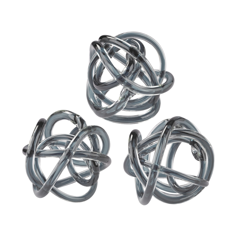 Grey Glass Knot - Set of 3 - Image 0
