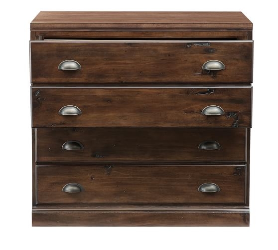 Printer's Double 2-Drawer Lateral File Cabinet w/Double Top, Tuscan Chestnut stain - Image 1