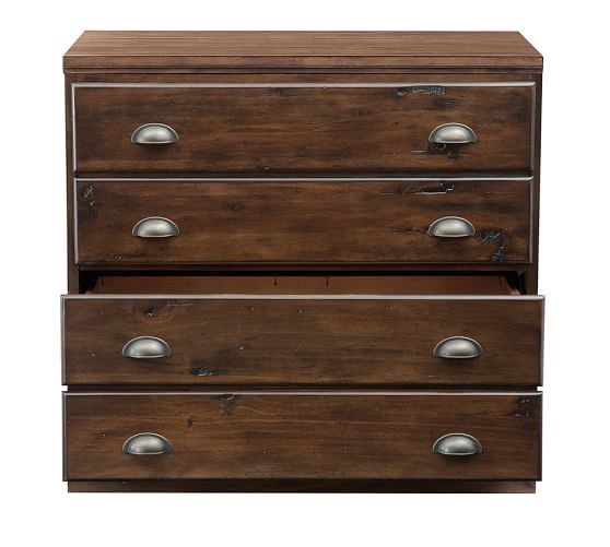 Printer's Double 2-Drawer Lateral File Cabinet w/Double Top, Tuscan Chestnut stain - Image 2