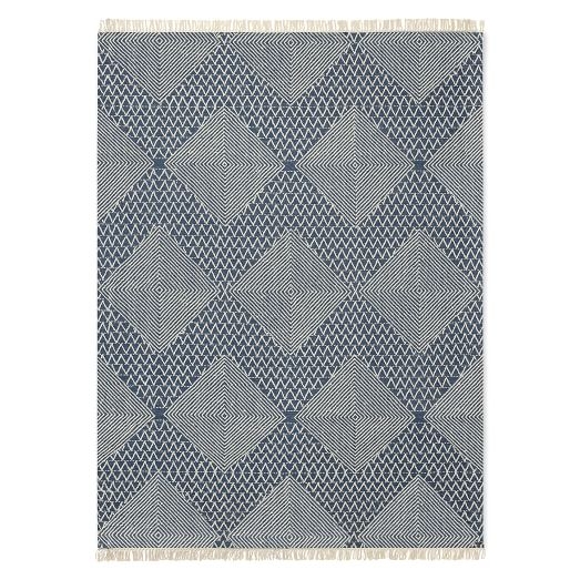 Traced Diamond Wool Kilim, Midnight, 8'x10' - Image 0