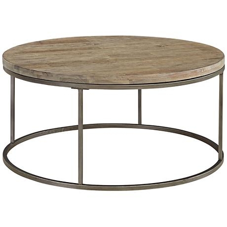 Alana Steel and Acacia Wood Top Round Coffee Table - Image 0
