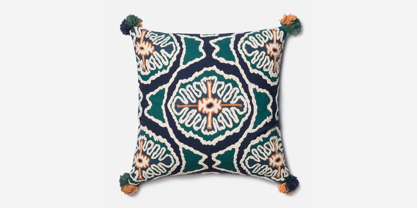 P0409 BLUE / TEAL Pillow - With Down Insert - Image 0