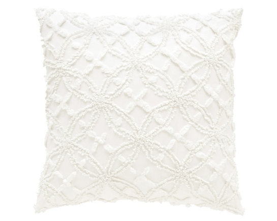 Candlewick Pillow, 18" x 18", Feather Down Insert, Dove White - Image 0