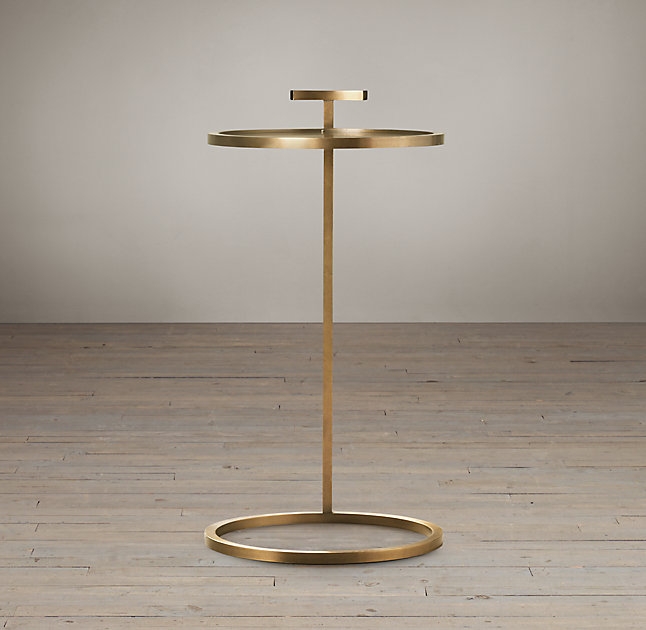 1930S MARTINI SIDE TABLE - 14"D - ANTIQUE BRASS - Image 1