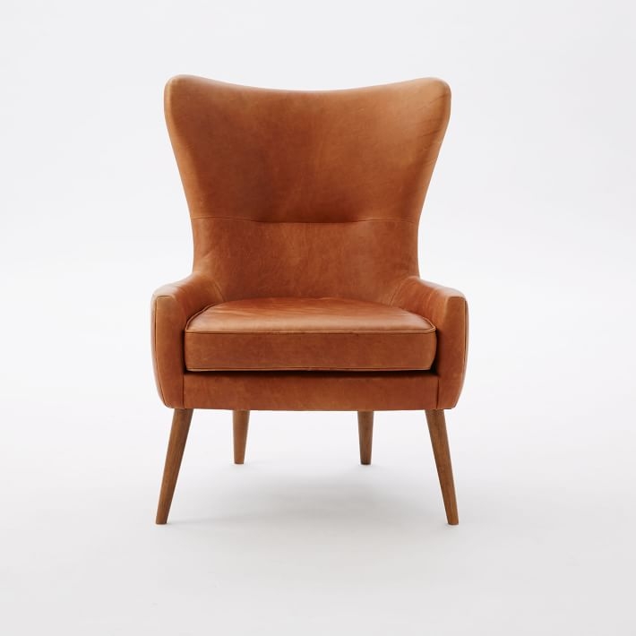 Erik Chair Leather Wing Chair, Leather, Sienna - Image 1