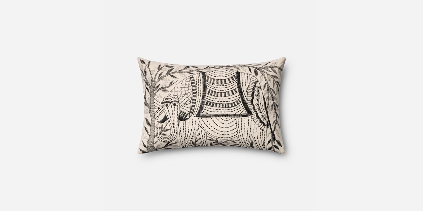 P0375 IVORY / BLACK Pillow Cover - 13" x 21" - No Insert - Image 0