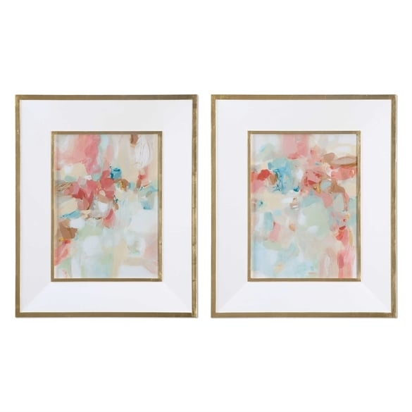 A Touch of Blush and Rosewood Fences - 28 W X 34 H (in) - Gold Frame - Image 0