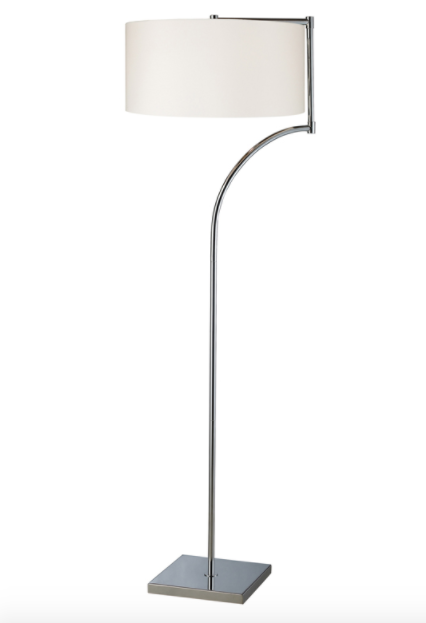 Lancaster LED Floor Lamp In Chrome With Milano Pure White Shade - Image 0