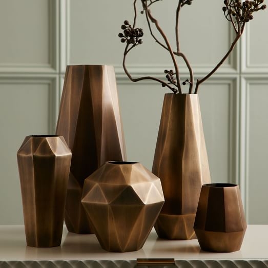 Faceted Metal Vases - Wide - Image 1
