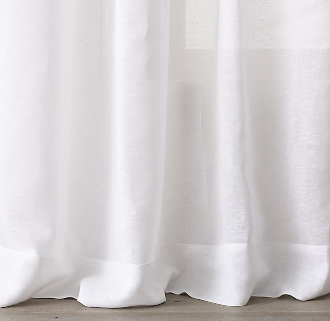 Sheer Linen-Cotton Drapery Panel  - White -  96"L - Image 1