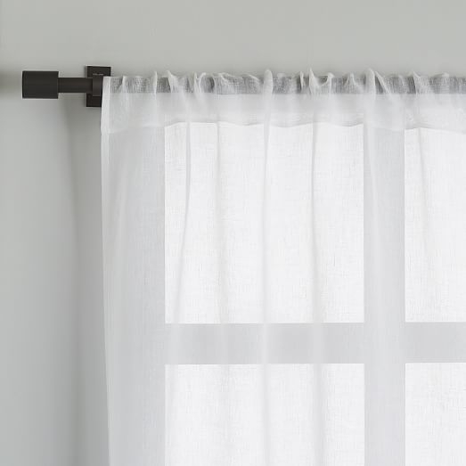 Sheer Linen Curtain - White - Individual - 96" - Image 1