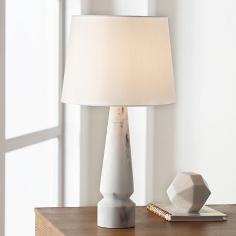 Alena Faux Marble Tapered Column Table Lamp - Image 2