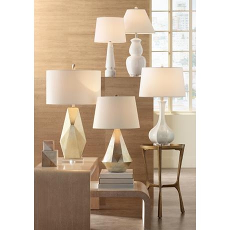 Alena Faux Marble Tapered Column Table Lamp - Image 3