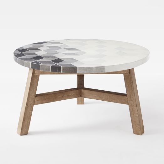 Mosaic Tiled Coffee Table - Isometric Concrete Top - Image 0