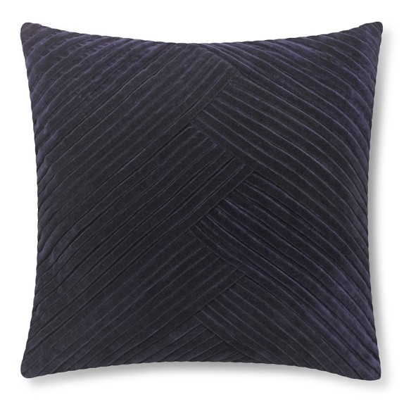 Pleated Velvet Pillow Cover, Peacoat-22x22-Insert sold separately. - Image 0