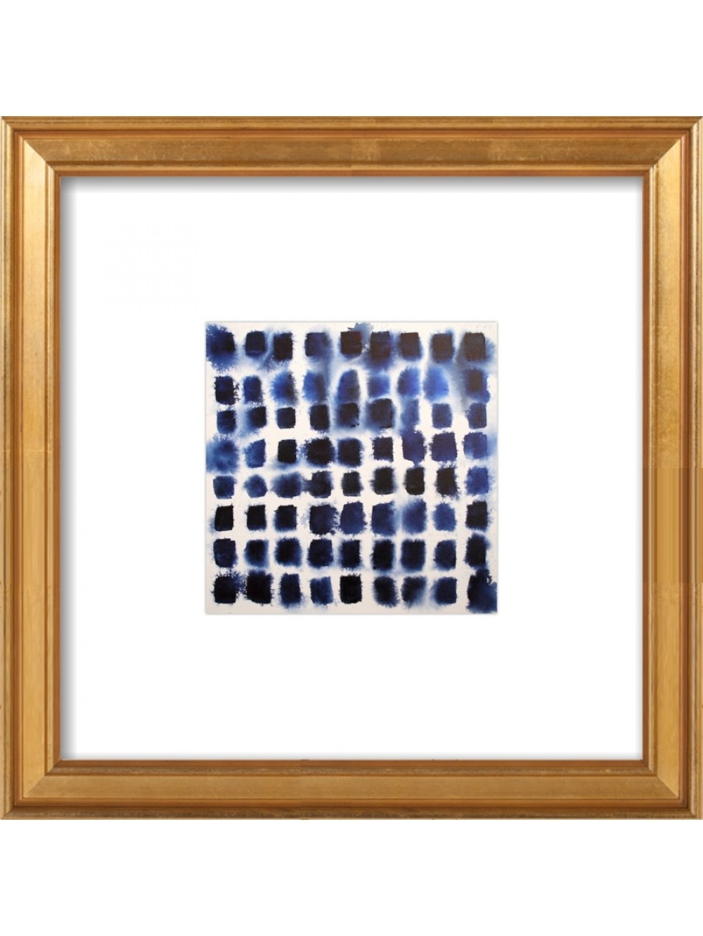 INDIGO BLOCKS BY KELLY WITMER FOR ARTFULLY WALLS - 12" x 12" - Gold matted frame - Image 0