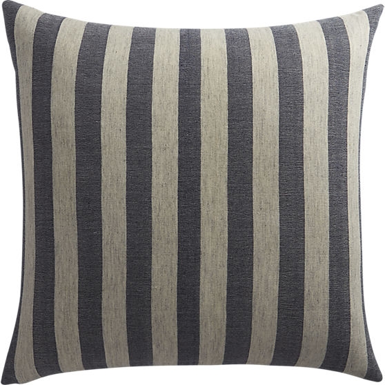 The Hill-Side grey and navy stripes pillow - 23x23 - Down-alternative insert - Image 0