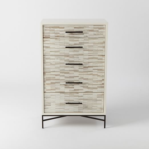 Wood Tiled 5-Drawer Dresser - Image 0
