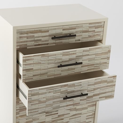Wood Tiled 5-Drawer Dresser - Image 1