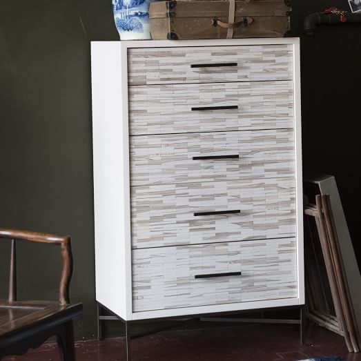 Wood Tiled 5-Drawer Dresser - Image 2