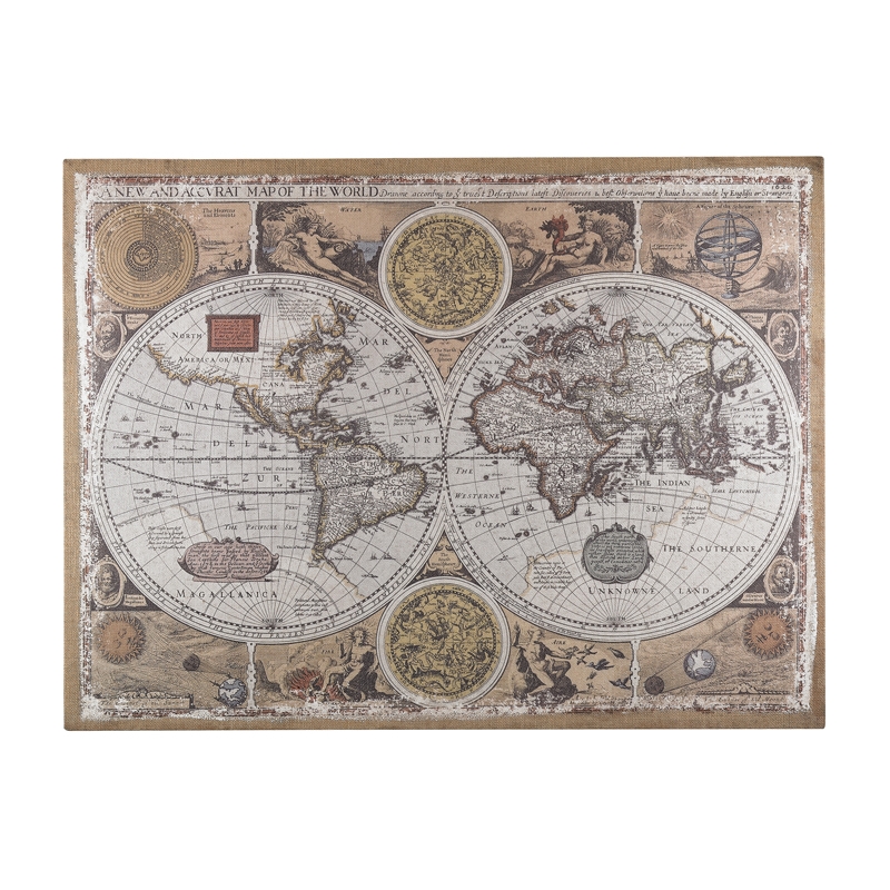 Wall art, antique style world map - Image 0