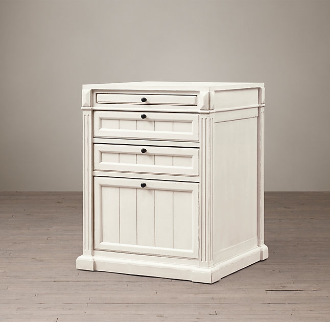 Library System 3-Drawer File Cabinet - Distressed White - Image 1