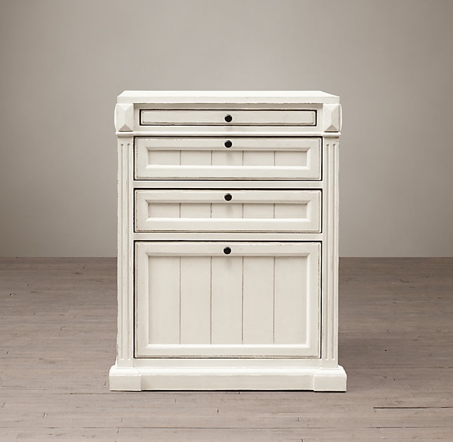 Library System 3-Drawer File Cabinet - Distressed White - Image 2