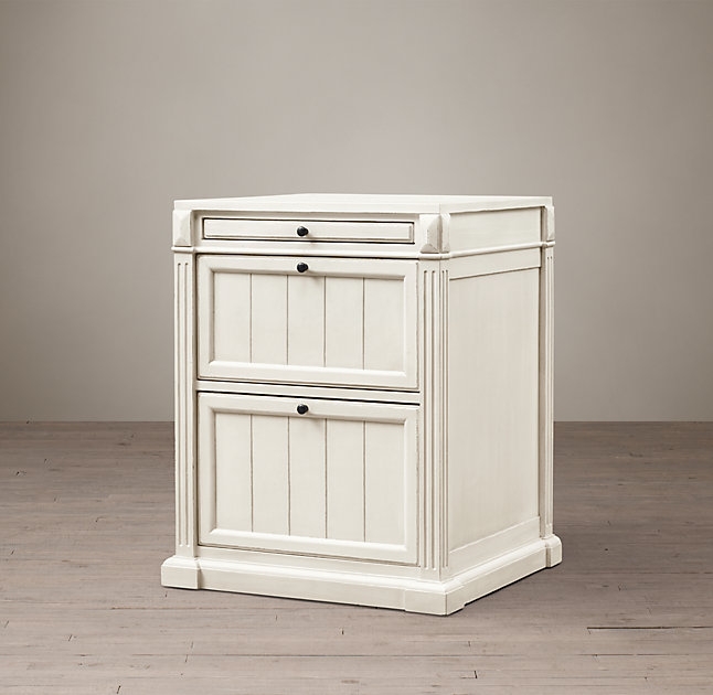 Library System 2-Drawer File Cabinet with Tray - Distressed White - Image 1