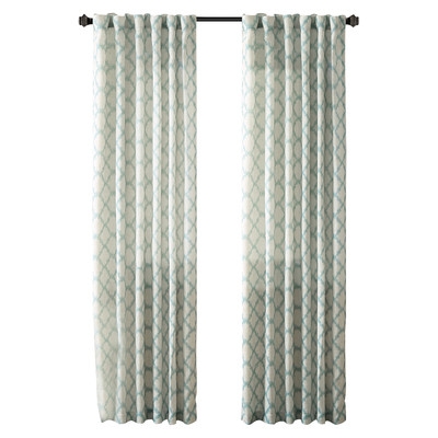 Nakita Linen Single Curtain Panel - 95", Aqua - Image 0