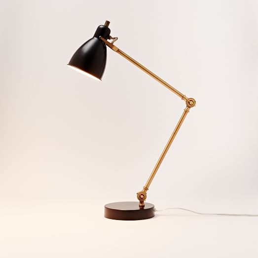 Industrial Task Table Lamp - Black + Antique Brass - Image 1