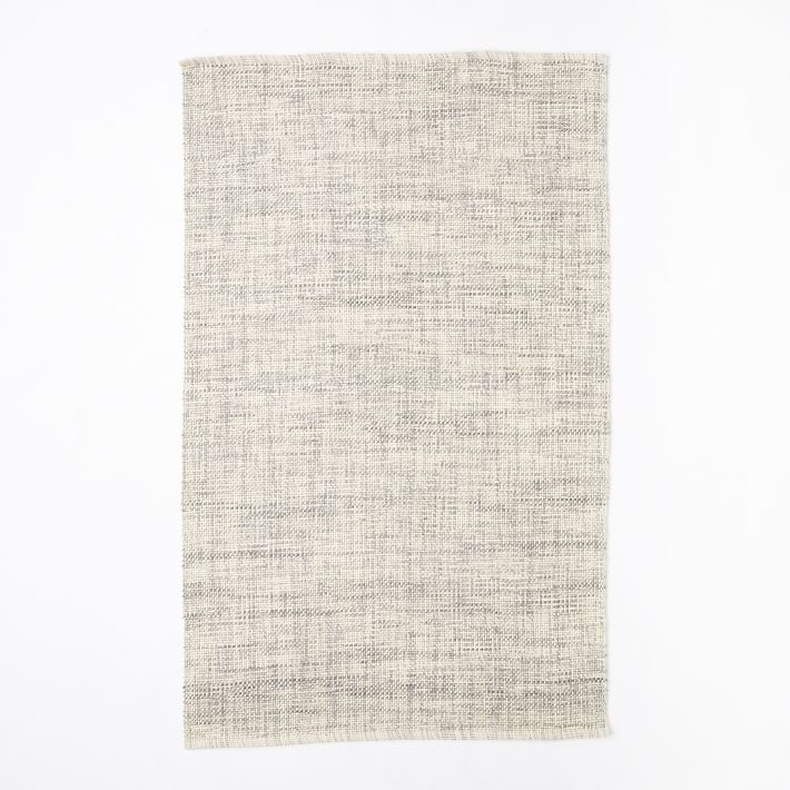 Mid-Century Heathered Basketweave Wool Rug - Steel - 8' x 10' - Image 0